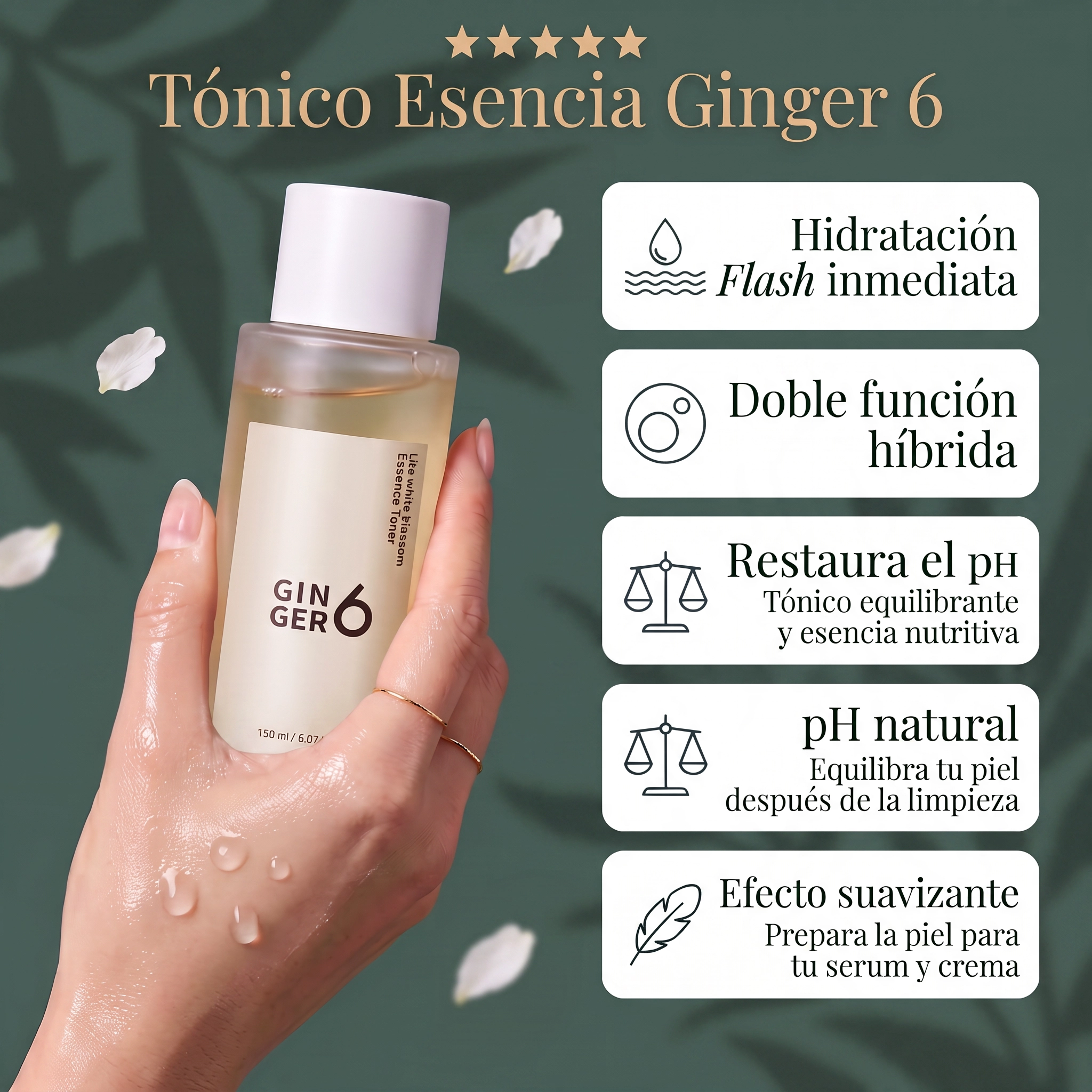 Tónico facial con esencia de flor blanca 150ml Ginger6