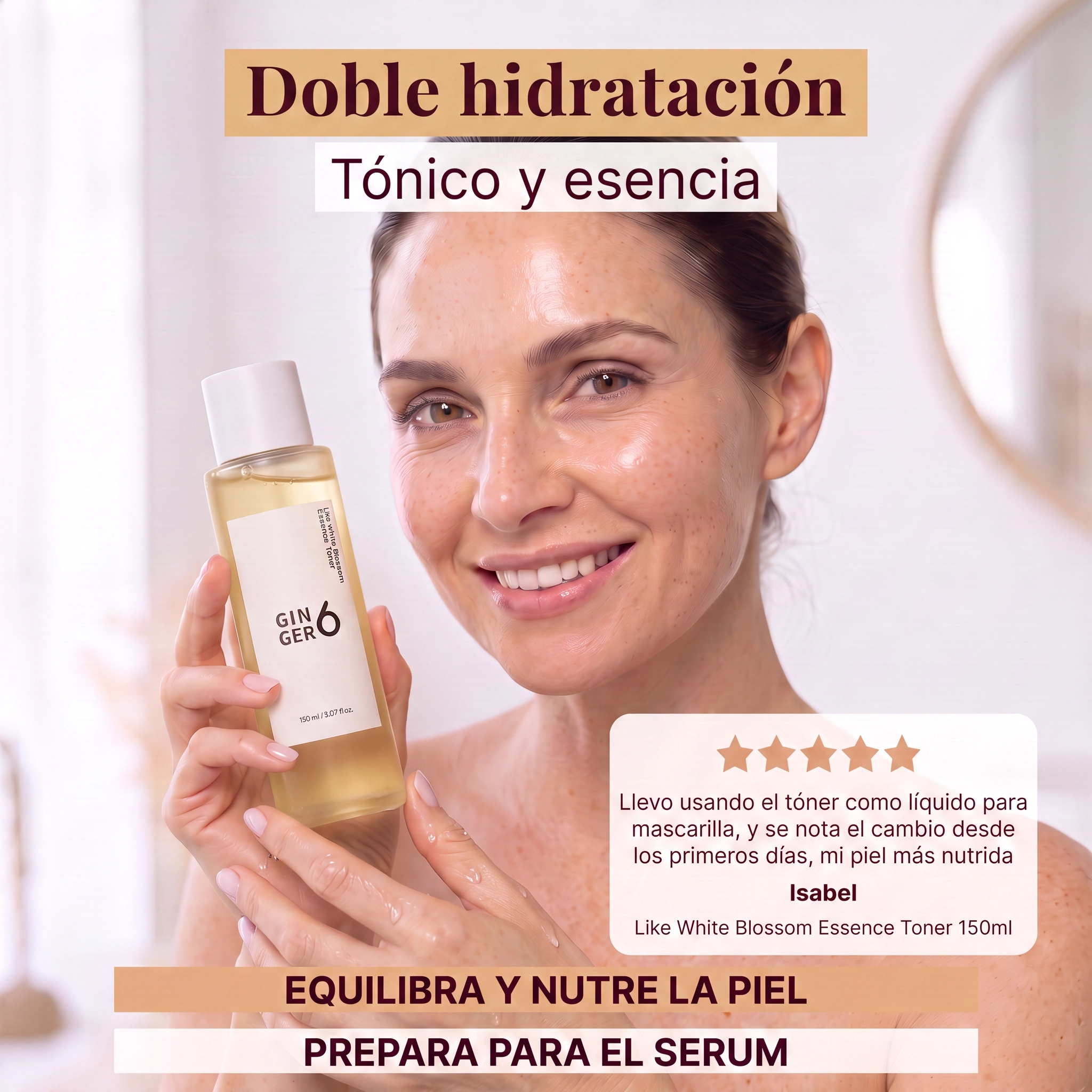 Tónico facial con esencia de flor blanca 150ml Ginger6