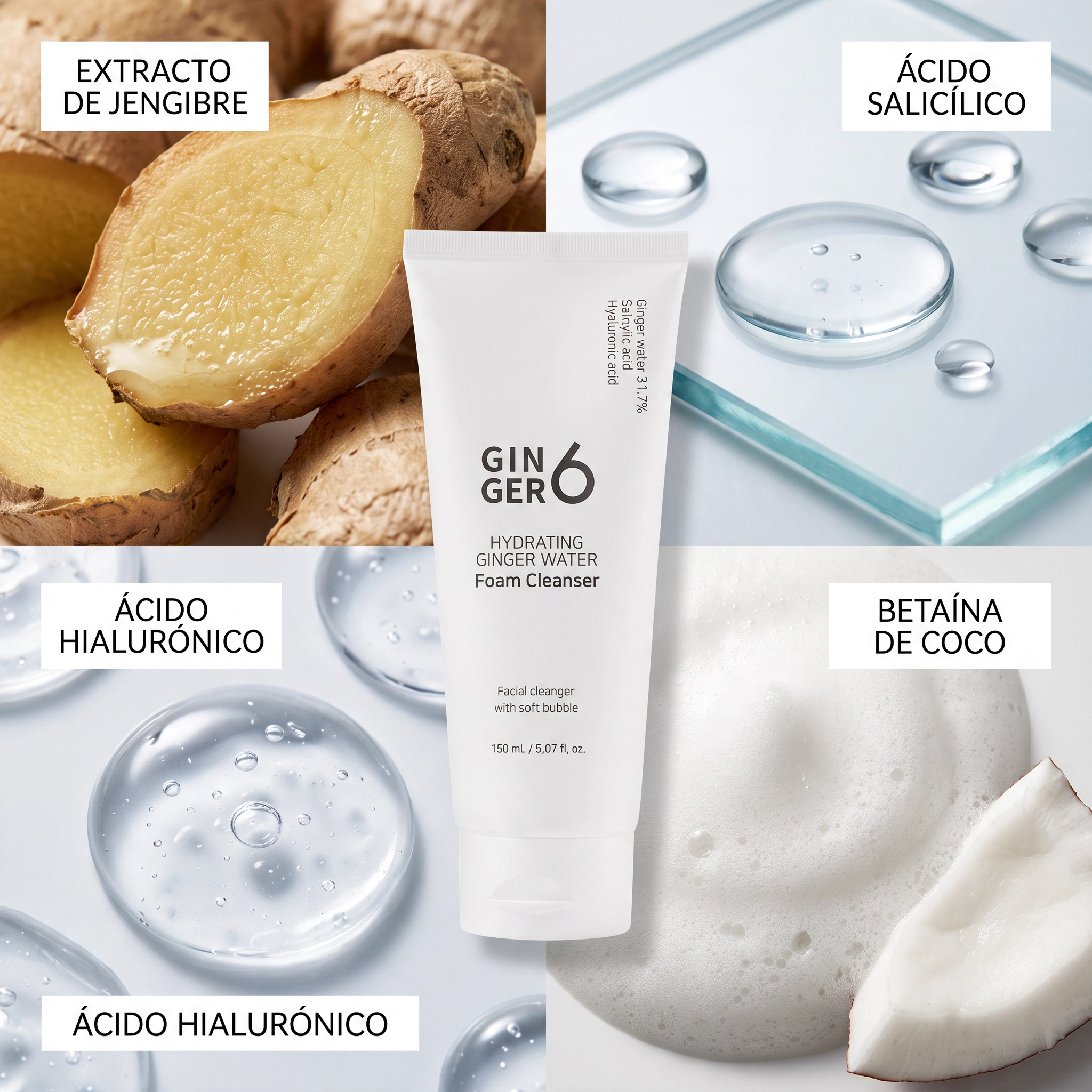 Limpiador hidratante facial 150ml Ginger6