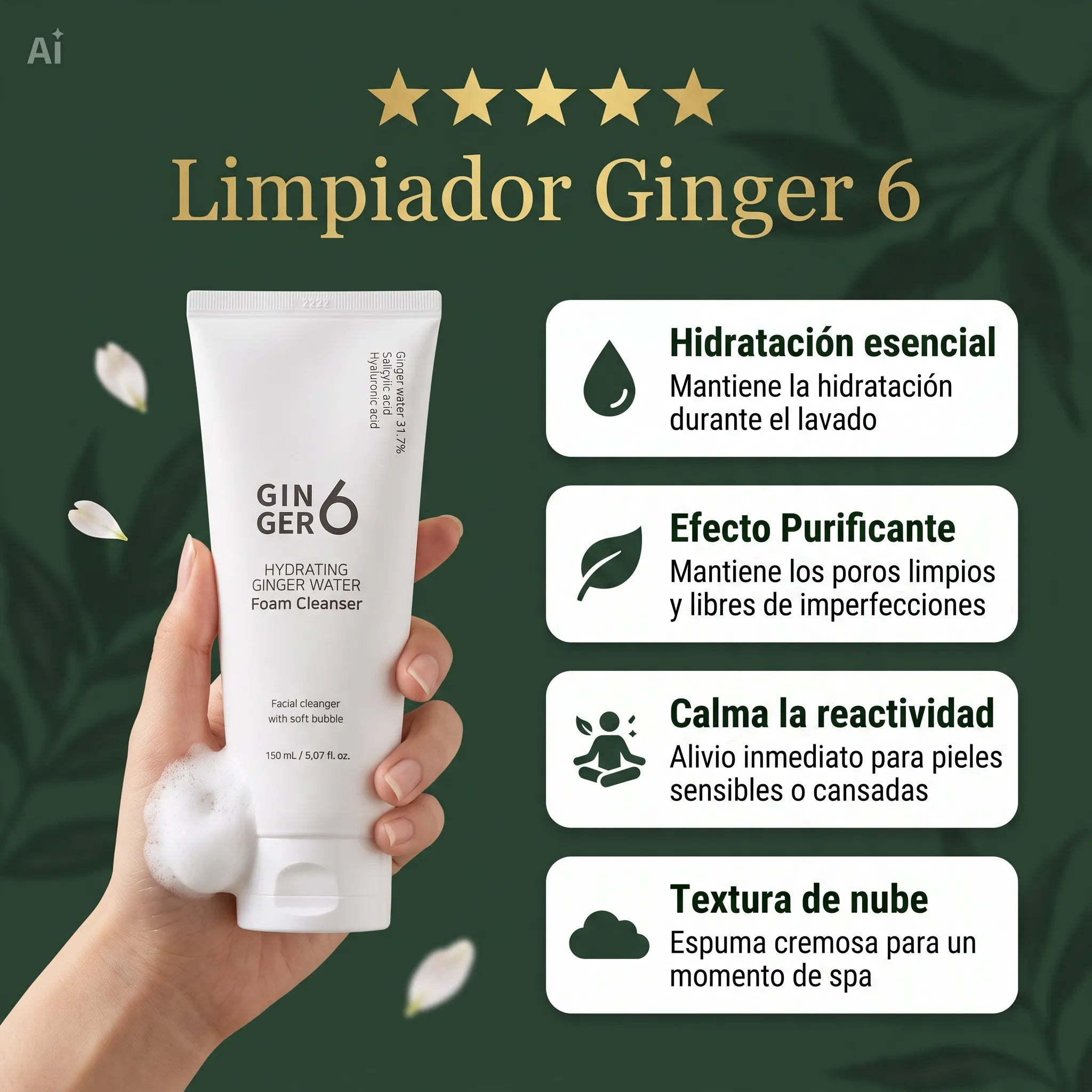 Limpiador hidratante facial 150ml Ginger6
